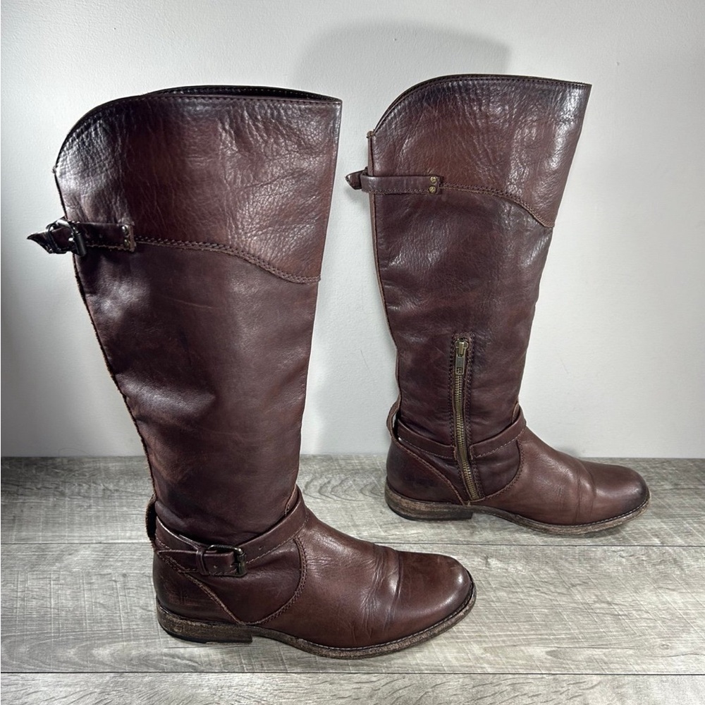 Frye 76844 Phillip Riding Harness Womens Dark Brown Leather Tall Boots Size 8